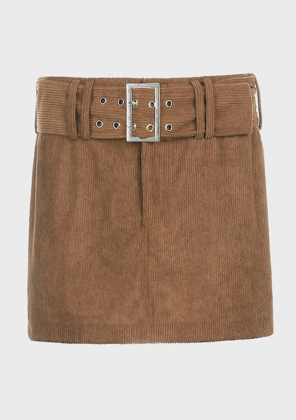Corduroy Belted Skirt