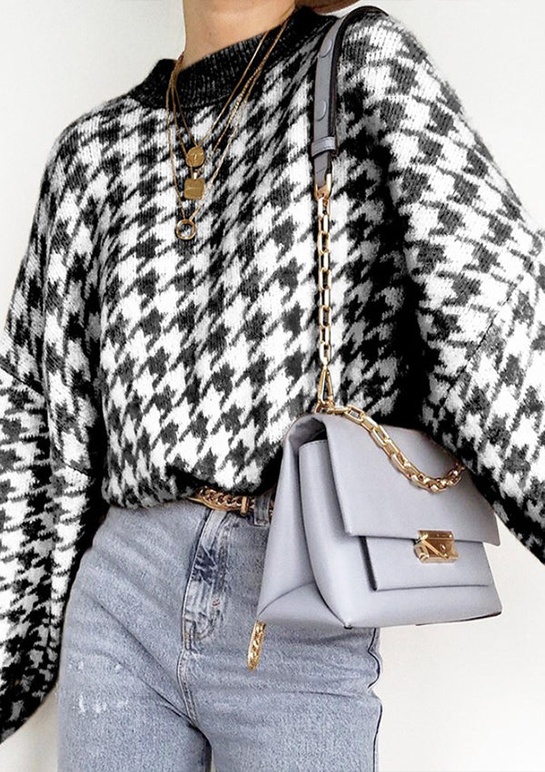 Houndstooth Pullover Sweater