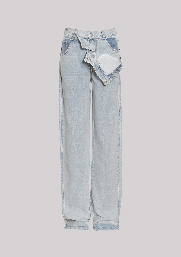 Double Side Button High Waisted Jeans
