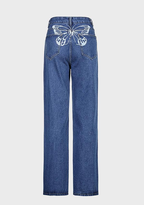 Vintage Back Butterfly Print Jeans