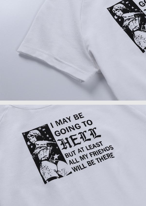 Anime Beauty Print Slim Cropped Short-sleeved T-shirt