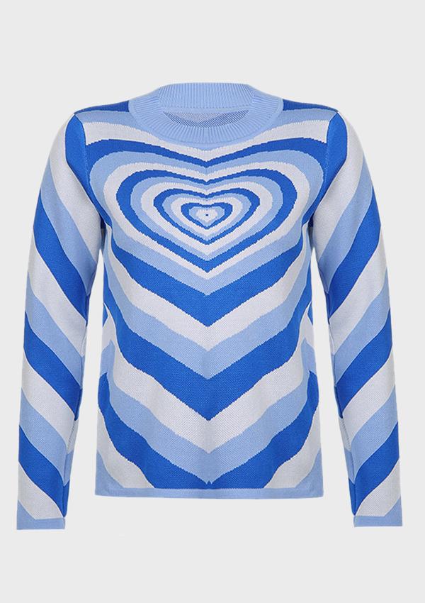 Rainbow Heart Print Half Turtleneck Sweater