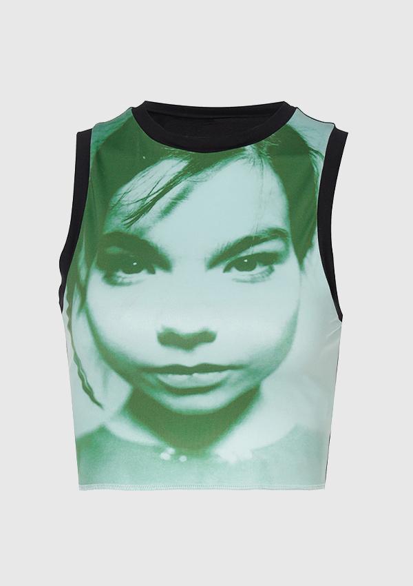 Abstract Face Graphic Sleeveless Tee