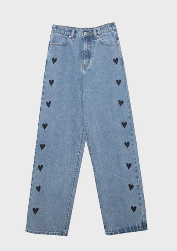 Vintage Love Embroidery High-rise Jeans